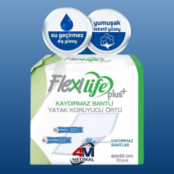 Flexi Life Plus Kaydırmaz Bantlı Hasta Yatak Koruyucu Örtü 60x90 cm 30 Lu Paket